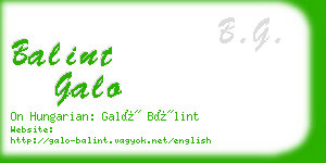 balint galo business card